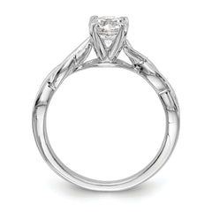 14k White Gold Twist Solitaire Peg Set Engagement Ring Mounting (No Stones Included)
