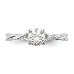 14k White Gold Twist Solitaire Peg Set Engagement Ring Mounting (No Stones Included)