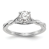 14k White Gold Twist Solitaire Peg Set Engagement Ring Mounting (No Stones Included)