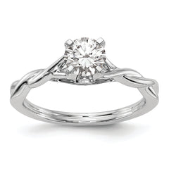 14k White Gold Twist Solitaire Peg Set Engagement Ring Mounting (No Stones Included)