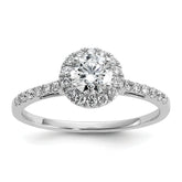 14k White Gold 3/4 carat Lab Grown Diamond VS/SI+ G+ Complete Size 9 Halo Engagement Ring