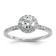 14k White Gold 3/4 carat Lab Grown Diamond VS/SI+ G+ Complete Size 9 Halo Engagement Ring
