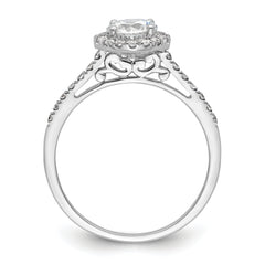 14k White Gold 1/4 carat Lab Grown Diamond VS/SI+ G+ 3/4 carat Center Semi Mount Halo Engagement Ring