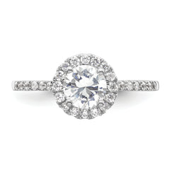 14k White Gold 1/4 carat Lab Grown Diamond VS/SI+ G+ 3/4 carat Center Semi Mount Halo Engagement Ring