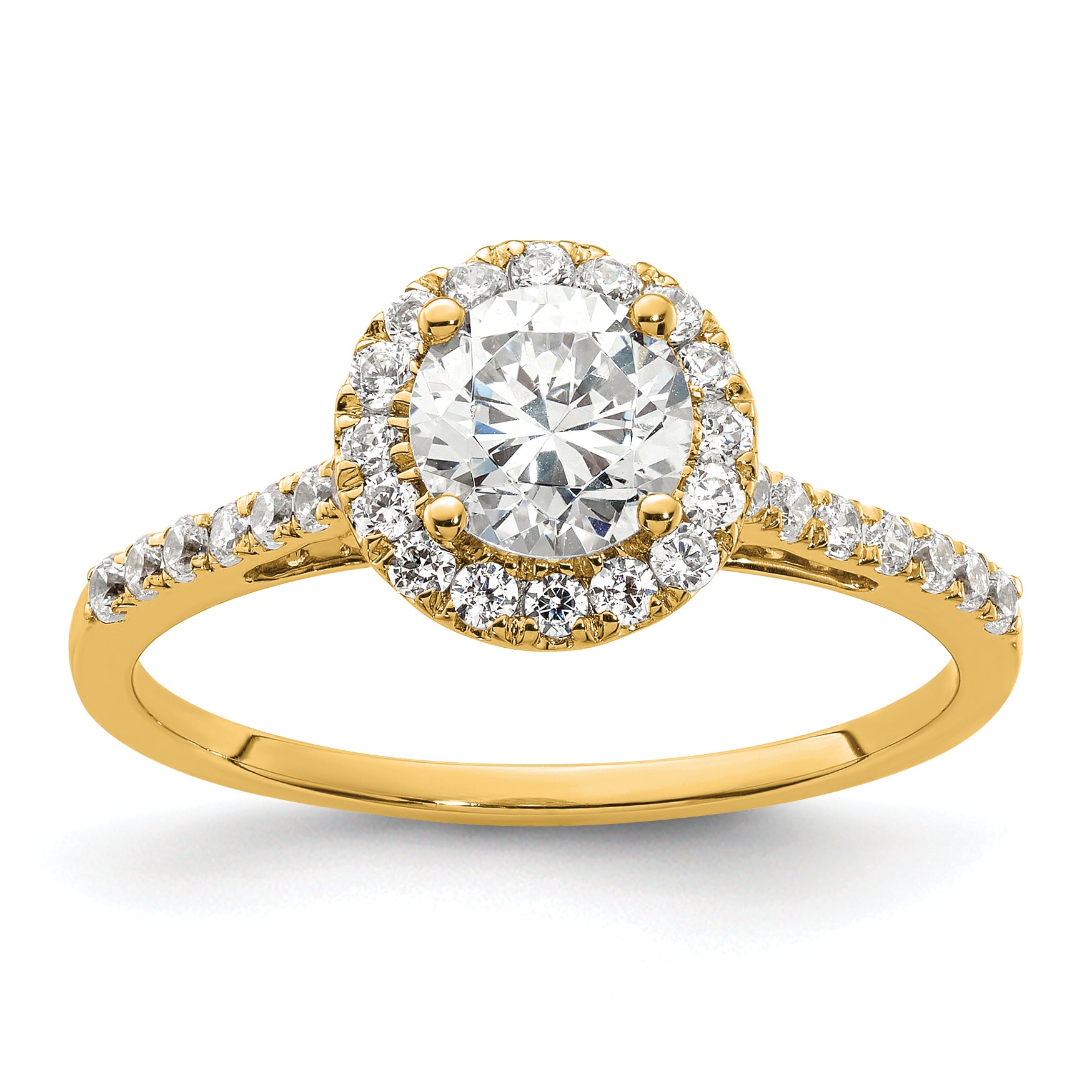 14k 1/4 carat Lab Grown Diamond VS/SI+ G+ 3/4 carat Center Semi Mount Halo Engagement Ring