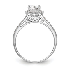 14k White Gold 1/4 carat Lab Grown Diamond VS/SI+ G+ 1 carat Center Semi Mount Halo Engagement Ring