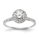 14k White Gold 1/4 carat Lab Grown Diamond VS/SI+ G+ 1 carat Center Semi Mount Halo Engagement Ring