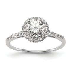 14k White Gold 1/4 carat Lab Grown Diamond VS/SI+ G+ 1 carat Center Semi Mount Halo Engagement Ring