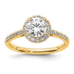 14k 1/4 carat Lab Grown Diamond VS/SI+ G+ 1 carat Center Semi Mount Halo Engagement Ring