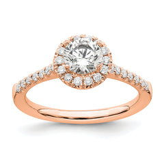 14k Rose Gold 3/4 carat Lab Grown Diamond VS/SI+ G+ Round Complete Size 9 Halo Engagement Ring