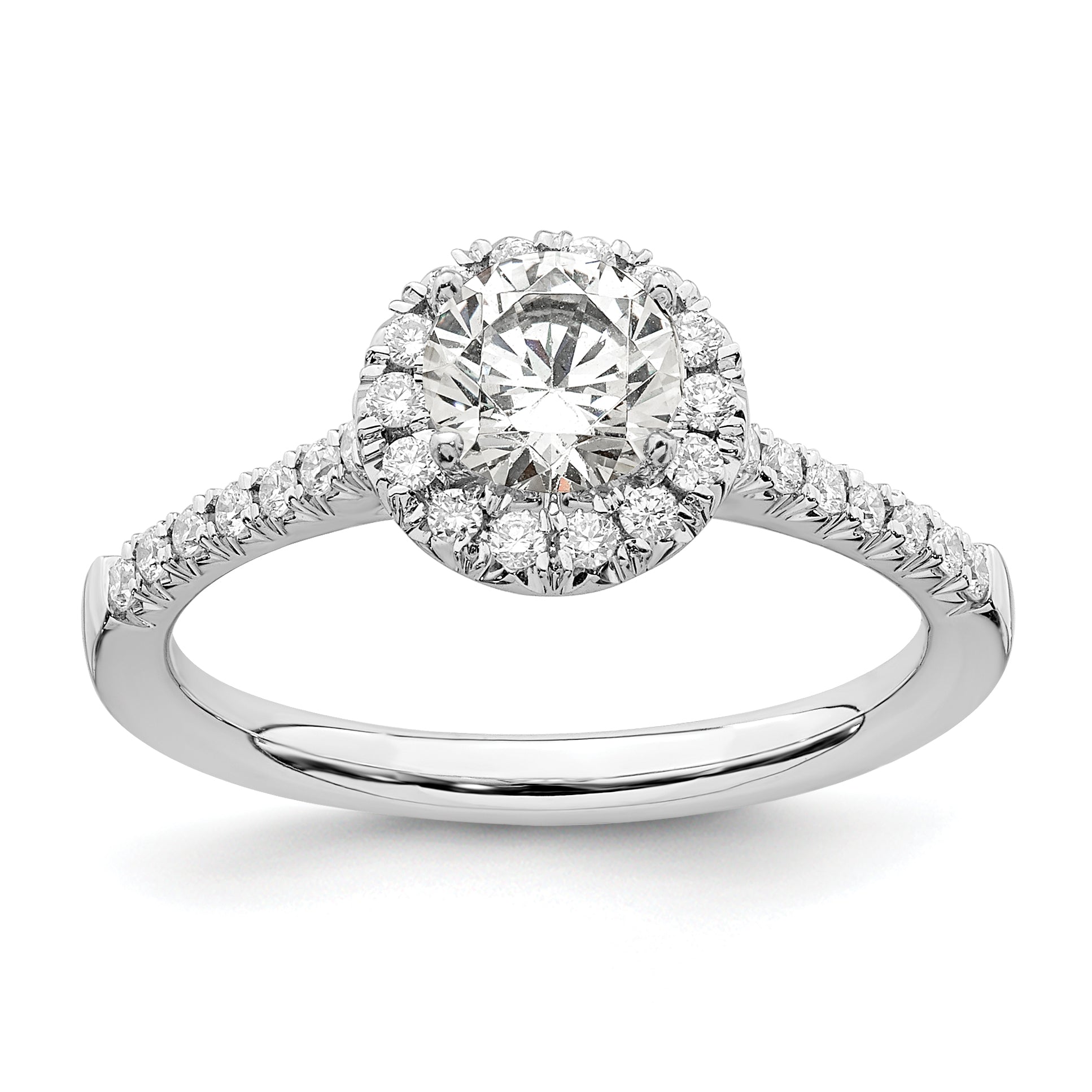 14k White Gold 3/4 carat Lab Grown Diamond VS/SI+ G+ Round Complete Size 9 Halo Engagement Ring