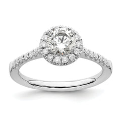 14k White Gold 3/4 carat Lab Grown Diamond VS/SI+ G+ Round Complete Size 9 Halo Engagement Ring