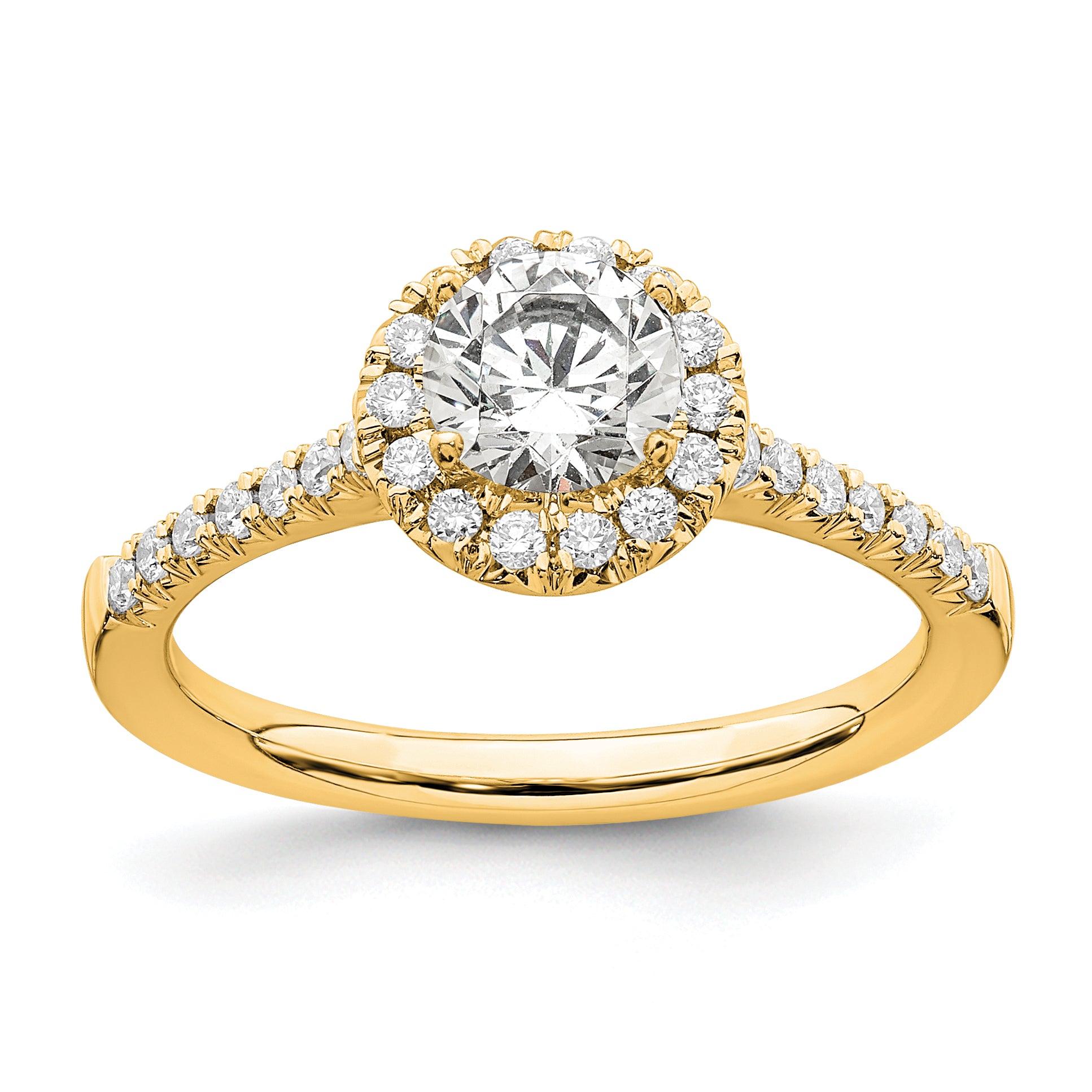 14k 3/4 carat Lab Grown Diamond VS/SI+ G+ Round Complete Size 9 Halo Engagement Ring