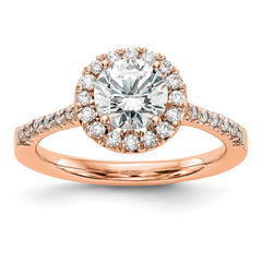 14k Rose Gold 1/3 carat Lab Grown Diamond VS/SI+ G+ 1 carat Center Round Semi Mount Engagement Ring