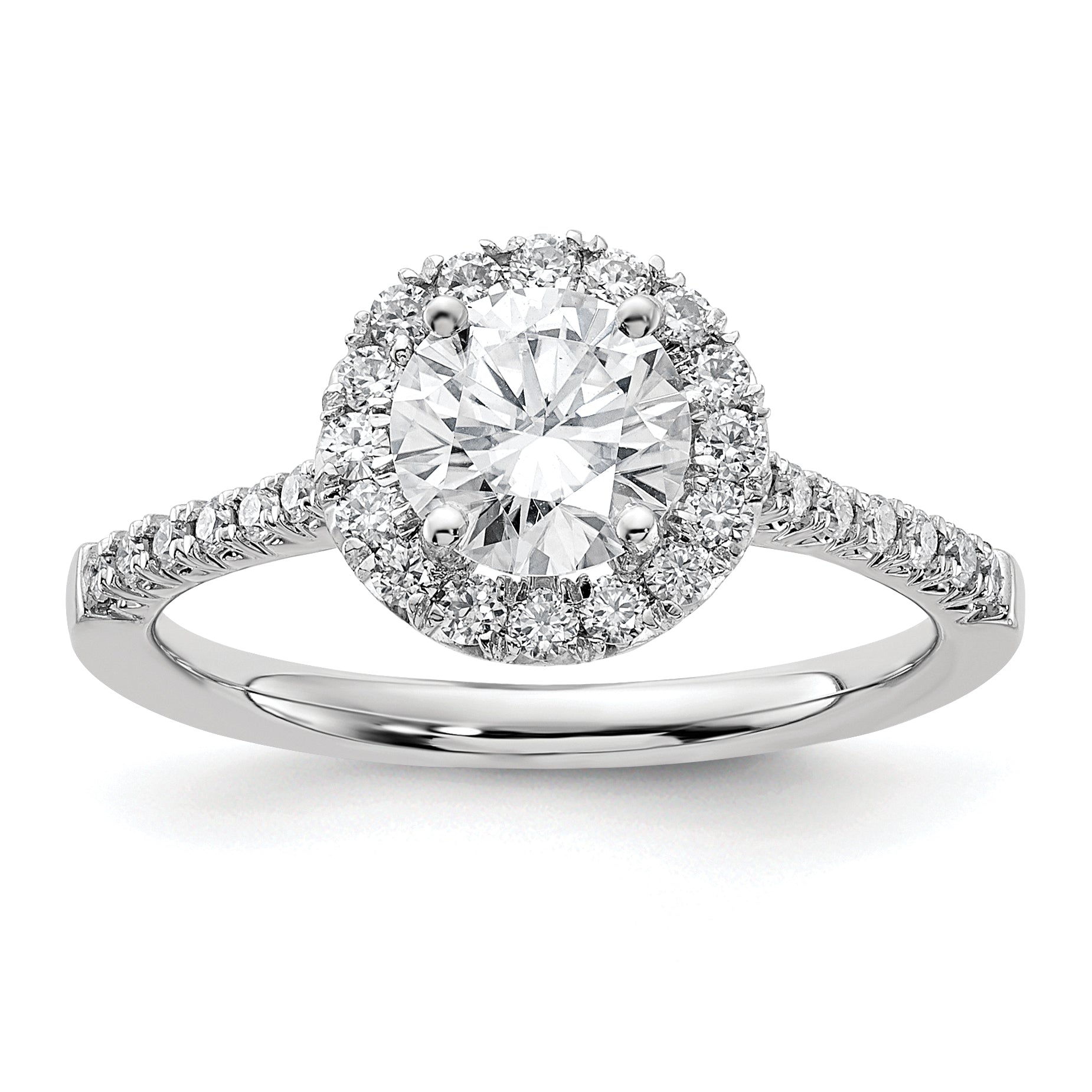 14k White Gold 1/3 carat Lab Grown Diamond VS/SI+ G+ 1 carat Center Round Semi Mount Engagement Ring