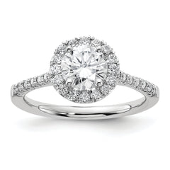 14k White Gold 1/3 carat Lab Grown Diamond VS/SI+ G+ 1 carat Center Round Semi Mount Engagement Ring