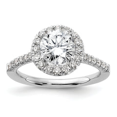 14k White Gold 1/2 carat Lab Grown Diamond VS/SI+ G+ 1 1/2 carat Center Round Semi Mount Engagement Ring
