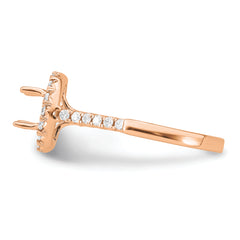 14k Rose Gold 1/2 carat Lab Grown Diamond VS/SI+ G+ 2 carat Center Round Semi Mount Engagement Ring