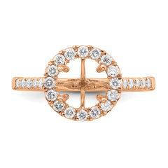14k Rose Gold 1/2 carat Lab Grown Diamond VS/SI+ G+ 2 carat Center Round Semi Mount Engagement Ring