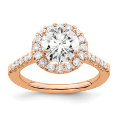 14k Rose Gold 1/2 carat Lab Grown Diamond VS/SI+ G+ 2 carat Center Round Semi Mount Engagement Ring