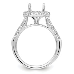 14k White Gold 1/2 carat Lab Grown Diamond VS/SI+ G+ 2 carat Center Round Semi Mount Engagement Ring