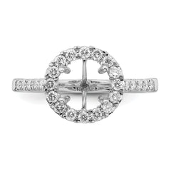 14k White Gold 1/2 carat Lab Grown Diamond VS/SI+ G+ 2 carat Center Round Semi Mount Engagement Ring
