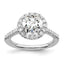 14k White Gold 1/2 carat Lab Grown Diamond VS/SI+ G+ 2 carat Center Round Semi Mount Engagement Ring