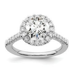 14k White Gold 1/2 carat Lab Grown Diamond VS/SI+ G+ 2 carat Center Round Semi Mount Engagement Ring