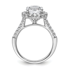 14kw Lab Grown VS/SI+ G+ Dia Round Halo Semi-mount Engagement Ring