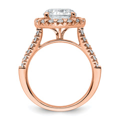 14k Rose Gold 5/8 carat Lab Grown Diamond VS/SI+ G+ 3 carat Center Round Semi Mount Engagement Ring