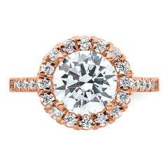 14k Rose Gold 5/8 carat Lab Grown Diamond VS/SI+ G+ 3 carat Center Round Semi Mount Engagement Ring