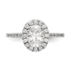 True Origin 14k 7/8 carat Certified Lab Grown Diamond VS+ F+ Oval Complete Halo Engagement Ring