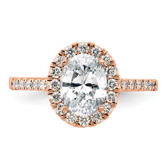 14k Rose Gold 1/2 carat Lab Grown Diamond VS/SI+ G+ 1 1/2 carat Center Oval Semi Mount Halo Engagement Ring