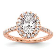 14k Rose Gold 1/2 carat Lab Grown Diamond VS/SI+ G+ 1 1/2 carat Center Oval Semi Mount Halo Engagement Ring