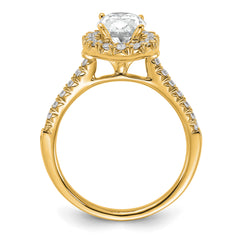14k 1/2 carat Lab Grown Diamond VS/SI+ G+ 1 1/2 carat Center Oval Semi Mount Halo Engagement Ring