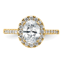 14k 1/2 carat Lab Grown Diamond VS/SI+ G+ 1 1/2 carat Center Oval Semi Mount Halo Engagement Ring