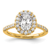 14k 1/2 carat Lab Grown Diamond VS/SI+ G+ 1 1/2 carat Center Oval Semi Mount Halo Engagement Ring