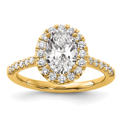 14k 1/2 carat Lab Grown Diamond VS/SI+ G+ 1 1/2 carat Center Oval Semi Mount Halo Engagement Ring