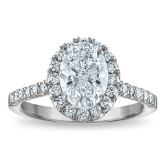 14kw Certified 1.98ct Oval Lab Grown VS/SI FGH Dia Halo Complete Engagement