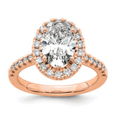 14k Rose Gold 1/2 carat Lab Grown Diamond VS/SI+ G+ 2 carat Center Oval Semi Mount Halo Engagement Ring