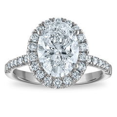 14kw Certified 2.54ct Oval Lab Grown VS/SI FGH Dia Halo Complete Engagement