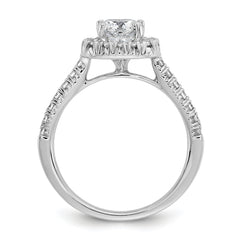 14k 3/8 carat Lab Grown Diamond VS/SI+ G+ 1 carat Cushion Center Semi Mount Halo Engagement Ring