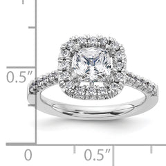 14k 3/8 carat Lab Grown Diamond VS/SI+ G+ 1 carat Cushion Center Semi Mount Halo Engagement Ring