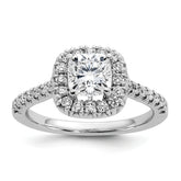 14k 3/8 carat Lab Grown Diamond VS/SI+ G+ 1 carat Cushion Center Semi Mount Halo Engagement Ring