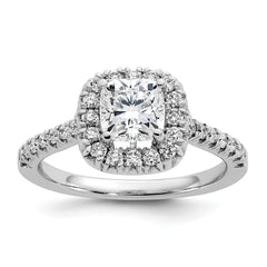 14k 3/8 carat Lab Grown Diamond VS/SI+ G+ 1 carat Cushion Center Semi Mount Halo Engagement Ring