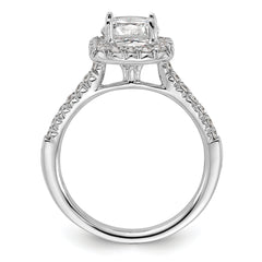 14k 1/2 carat Lab Grown Diamond VS/SI+ G+ 1 1/2 carat Cushion Center Semi Mount Halo Engagement Ring