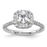 14k 1/2 carat Lab Grown Diamond VS/SI+ G+ 1 1/2 carat Cushion Center Semi Mount Halo Engagement Ring