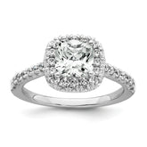 14k 1/2 carat Lab Grown Diamond VS/SI+ G+ 2 carat Cushion Center Semi Mount Halo Engagement Ring