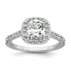 14k 1/2 carat Lab Grown Diamond VS/SI+ G+ 2 carat Cushion Center Semi Mount Halo Engagement Ring