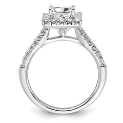 14k White Gold 1/2 carat Lab Grown Diamond VS/SI+ G+ 1 carat Center Princess Semi Mount Halo Engagement Ring